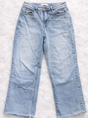 Flying Monkey Wide Leg Jeans Size 29 Light Wash High Rise Ankle Raw Hem Trendy